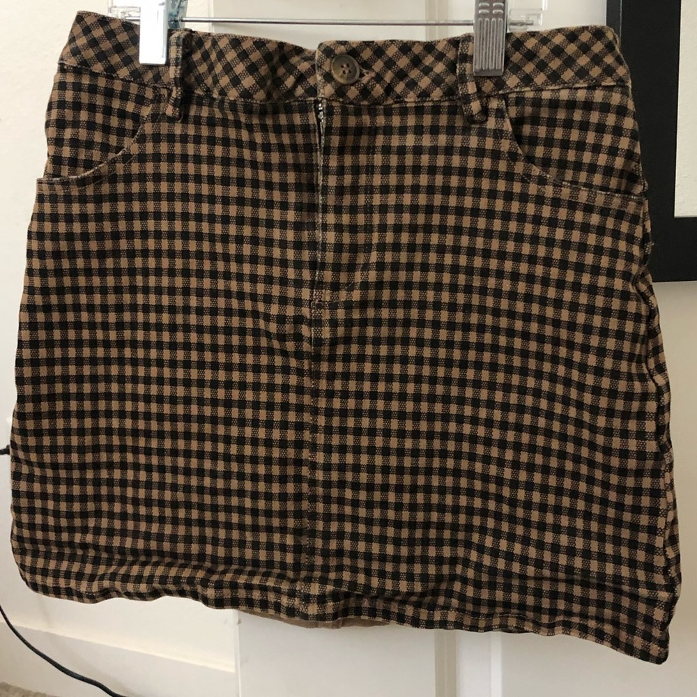 Brownish plaid skirt